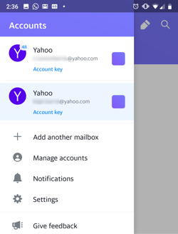 Hình ảnh nhiều tài khoản ứng dụng Yahoo Mail