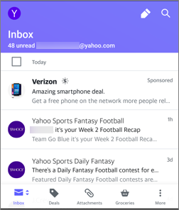 Hình ảnh các chế độ xem trong ứng dụng Yahoo Mail